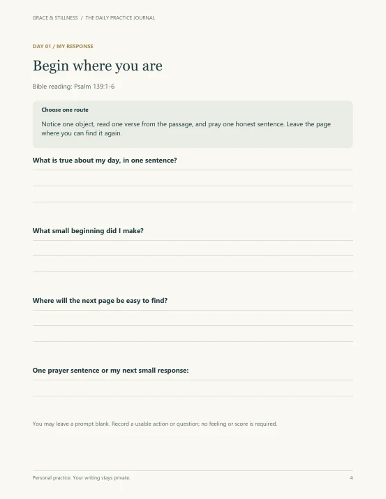 An actual English response page from the Daily Practice Journal